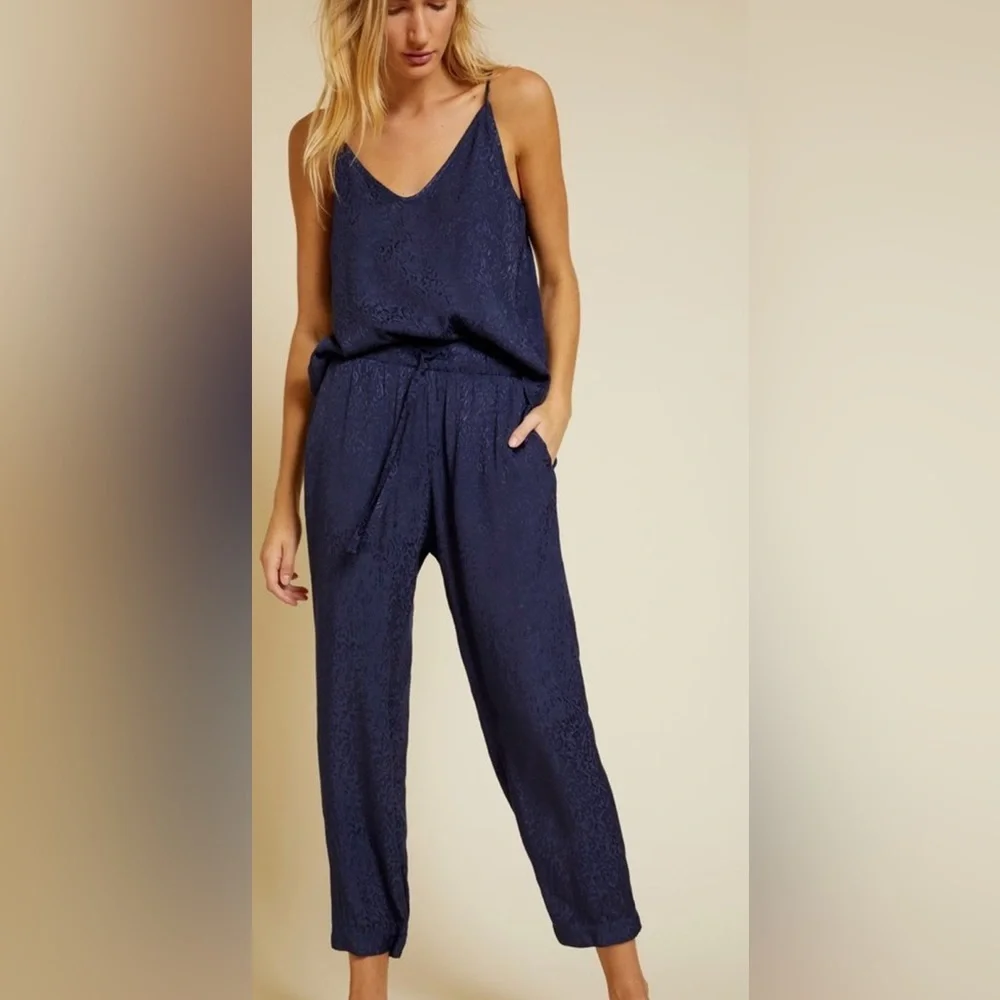 NATION LTD Matching Navy Leopard Set: Aya Cami & Fremont Un-Jogger
